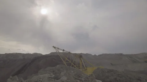 Working excavator dragline on open development of mineral deposits Stock Footage 64258016