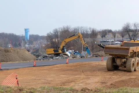 Working excavator in a guarry Foto stock
