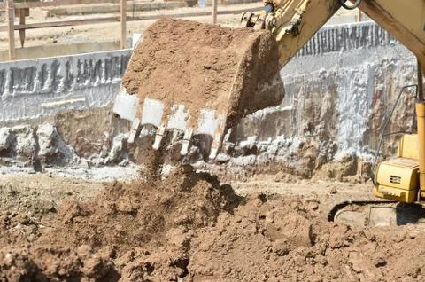Working excavator that loads ground Stock Photos
