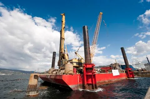 Working floating platform Stock Photos