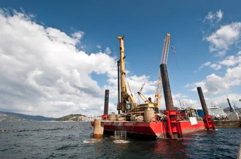 Working floating platform Stock Photos