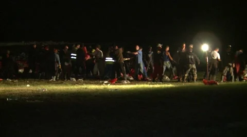 Working in Flood Stock Footage 50888345