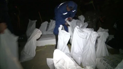 Working in Flood Stock Footage 50889040