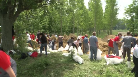 Working in Flood Stock Footage 50889779