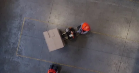 Working forklift loader inside huge industrial warehouse. Stock-Footage 119925349