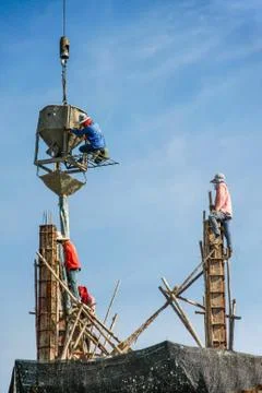 Working on foundation pile Stock Photos