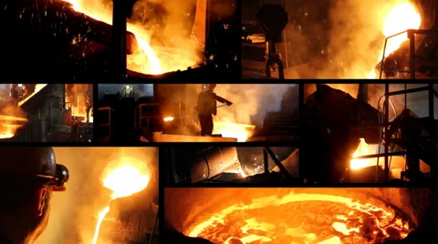 Working in a foundry, steel mill Stock Footage 34057919