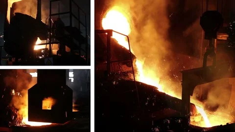 Working in a foundry, steel mill Stock Footage