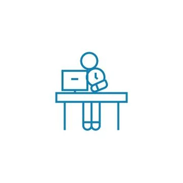 Working as a freelancer linear icon concept. Working as a freelancer line vector Stock Illustration