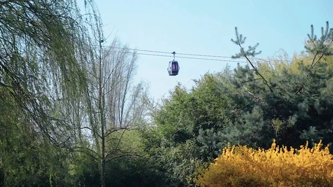 Working funicular over the Park . Stock Footage 106708217