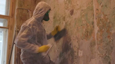 Working funny dancer plasterer easy works putting wall finishing work Stock-Footage 147251128