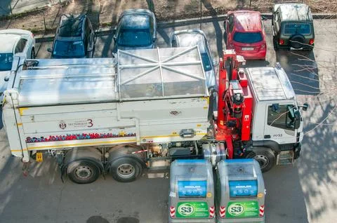 Working garbage machine Stock Photos