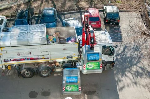 Working garbage machine Stock Photos