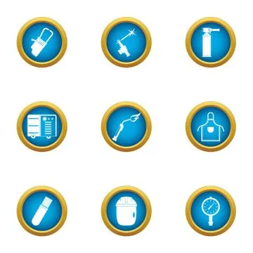 Working with gas icons set, flat style Ilustración de archivo