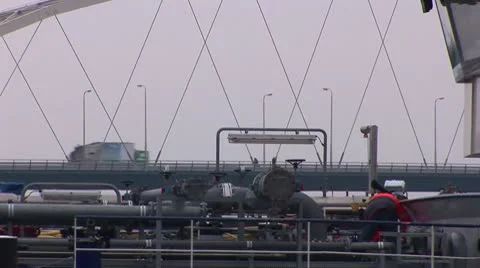 Working on a gaztanker by bridge Stock Footage 10796064