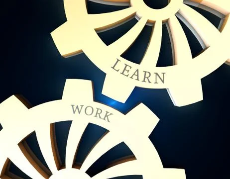 Working gear and learning gear, close relationship and cooperation Stock Illustration