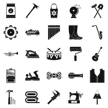 Working gear icons set, simple style Stock Illustration