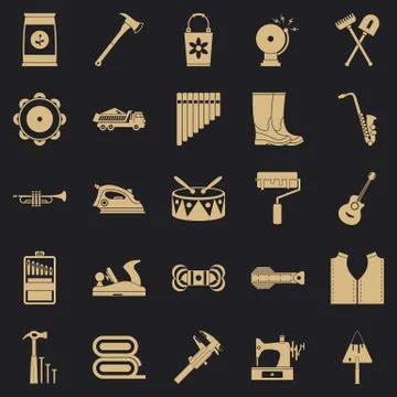 Working gear icons set, simple style Stock Illustration