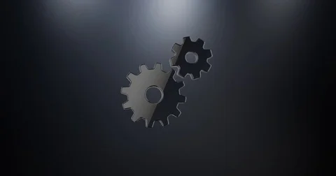 Working Gears Black 3d Icon Stock Footage 75861621