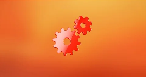 Working Gears Red 3d Icon 스톡 동영상 75861700
