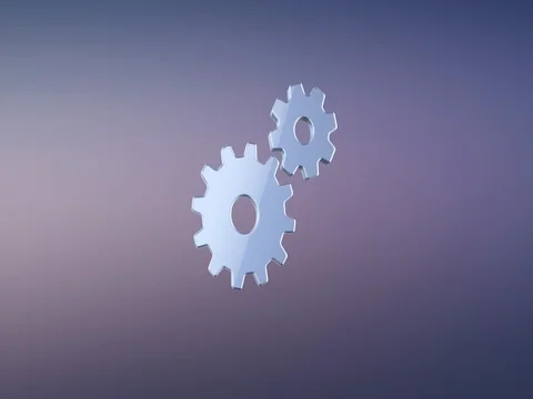 Working Gears Silver 3d Icon Stock Footage 75861741