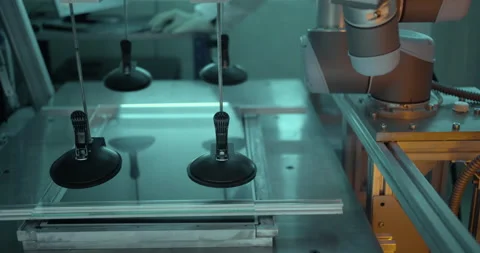 Working with glass for industrial computer's touchscreen in laboratory Stock Footage 232791151