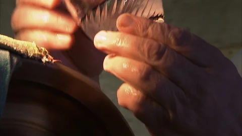 Working on a glass using a machine Stock Footage 88078191