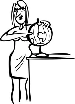 Working with the globe in a geography lesson 库存插图