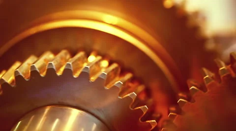 Working golden gears Stock Footage 48008109