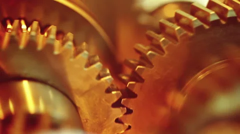 Working golden gears Stock Footage 48010020