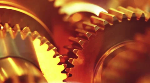 Working golden gears Stock Footage 48011761