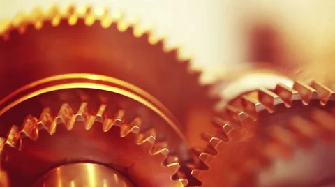 Working golden gears Stock Footage 48012659