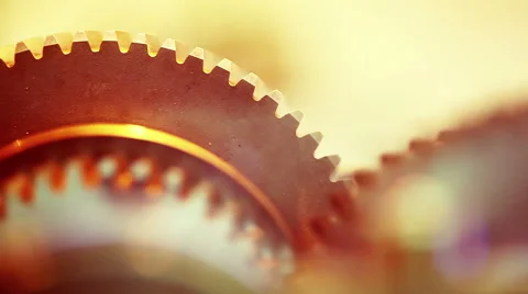 Working golden gears Stock Footage 48013088