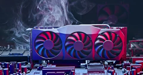 Working graphics card during malfunction fan on heat sink. Stock Footage 337822526