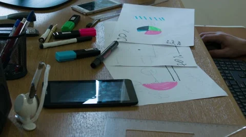 Working on Graphics Stock Footage 68144406