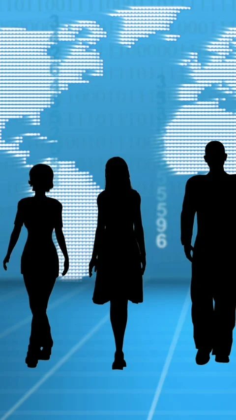 Working Group By Digital World Map Stock Footage 293164292