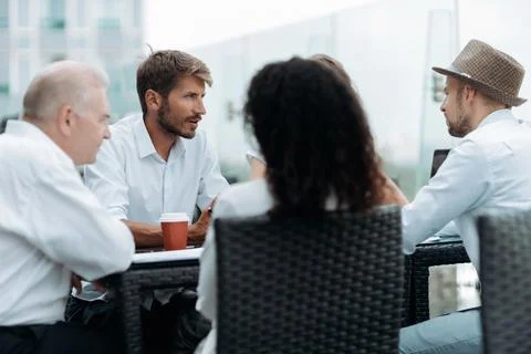 Working group is discussing the financial risks associated with the new contract Stock Photos