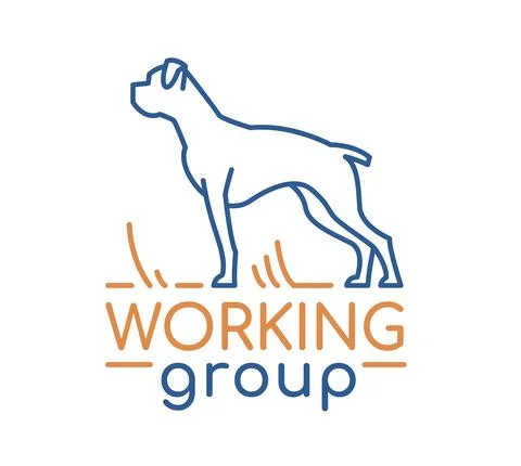 Working group logotype in modern outlined style. Editable vector illustration Stock Illustration