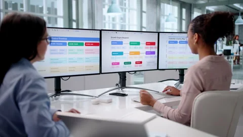 Working On Growth Engine Blueprint Stock Footage 328714103