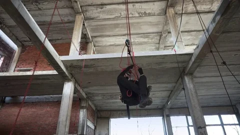 Working handling carabiner Stock Footage 76315468