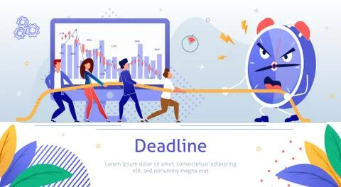 Working Hard to Finish Work in Time Vector Poster Stock Illustration