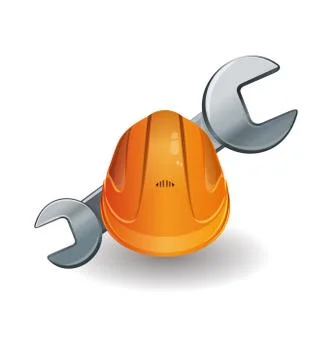 Working hard hat and wrench Stock Illustration