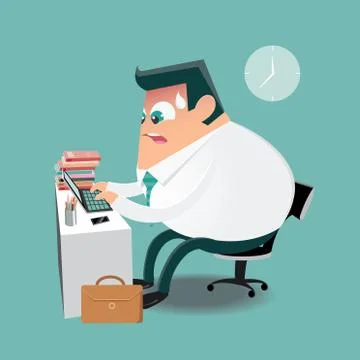 Working hard in the office Иллюстрация