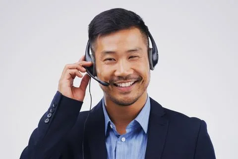Working hard to resolve all issues for his customers. Studio portrait of a Stock Photos