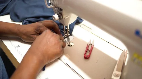 Working Hard at Sewing Machine Stock Footage 104816386