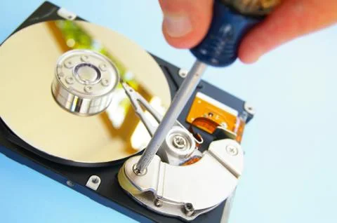 Working on a harddrive Stock Photos