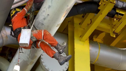 Working At Height Via Abseiling. Stock Footage 129582127
