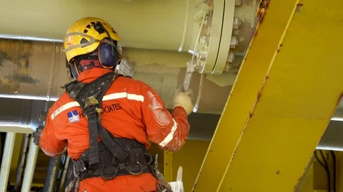 Working At Height Via Abseiling. Stock Footage 129638018