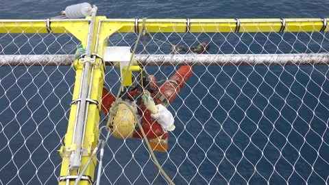 Working At Height Via Abseiling. Stock Footage 157101409