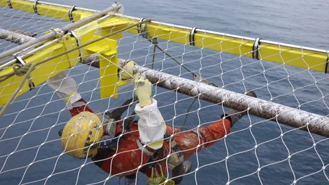 Working At Height Via Abseiling. Stock Footage 157102357